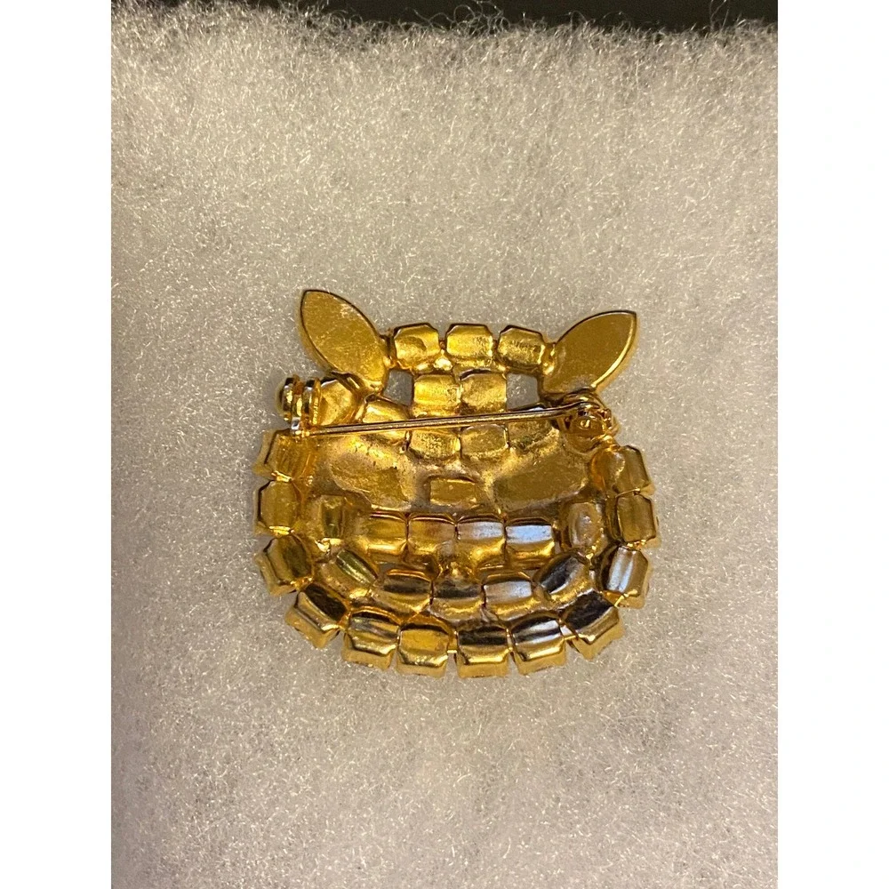 Vintage Cat Face‎ Rhinestone Pin